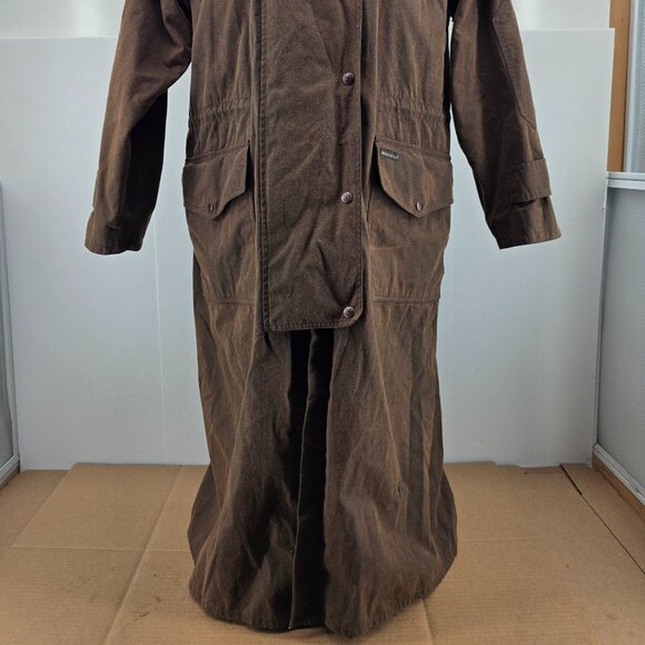 Outback Trading Co Bush Trader Duster Coat Mens Brown Waxed Oilskin Western Sz S - Picture 6 of 16